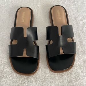 Cushionaire Women's Black Slide Sandals Size 6